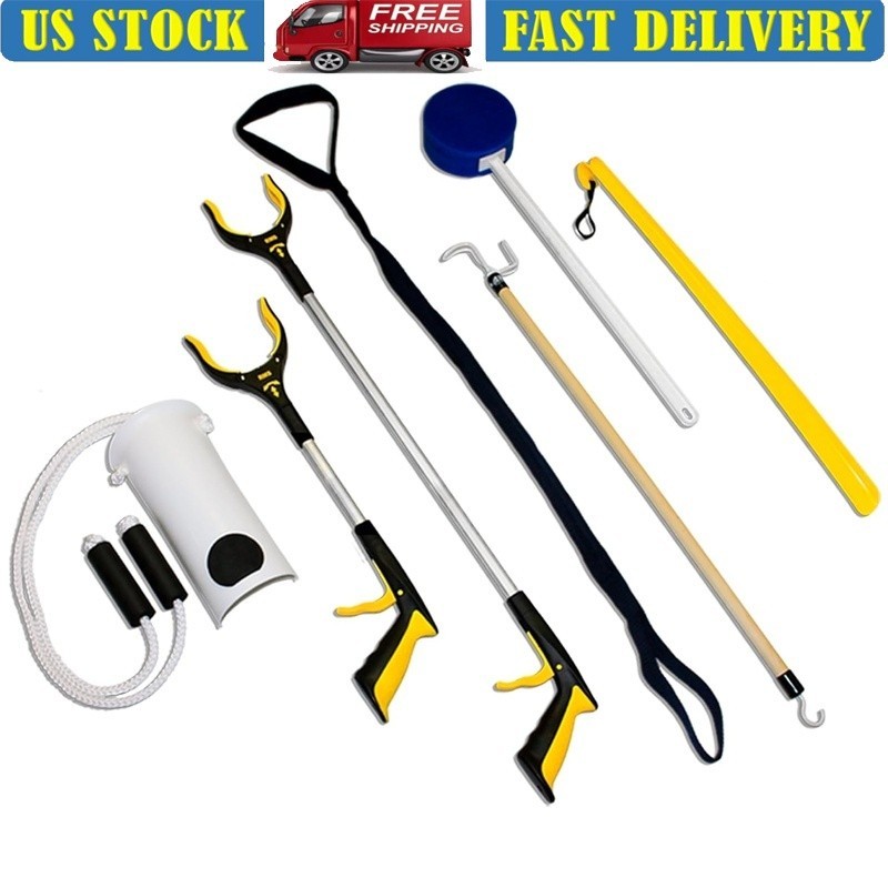 Mobility Aid Kit Grabber Reacher Sock Aid Dressing Stick Bath Sponge Shoe Horn