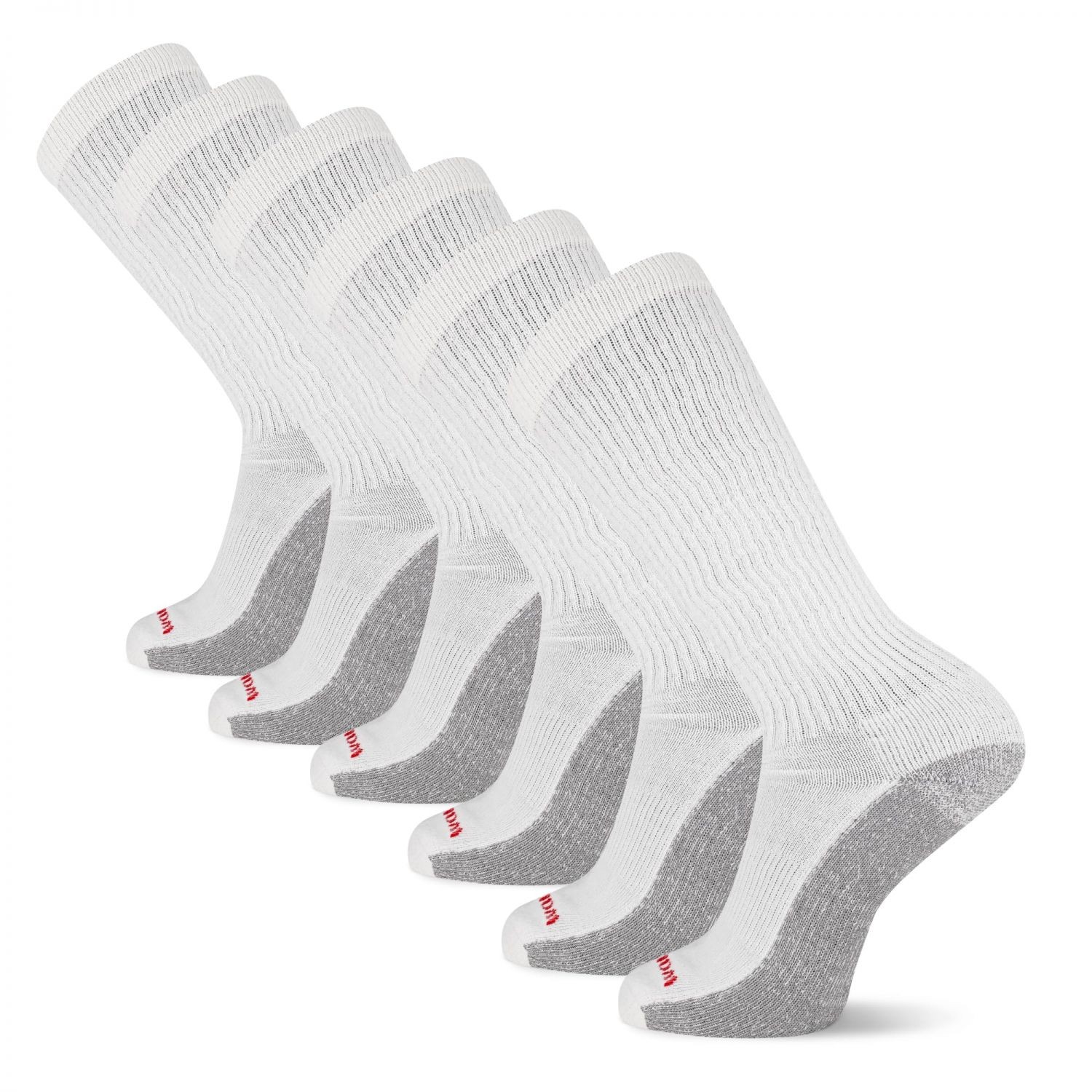 Wolverine Men's Cotton Comfort Steel Toe Crew Work Socks White (6 pairs) - WWM40