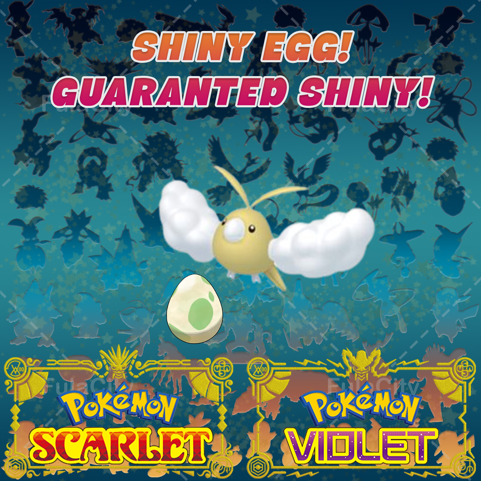 SWABLU POKEMON SCARLET VIOLET ✨ SHINY EGG 6 IV ✨ CUSTOM AVAILABLE ✨