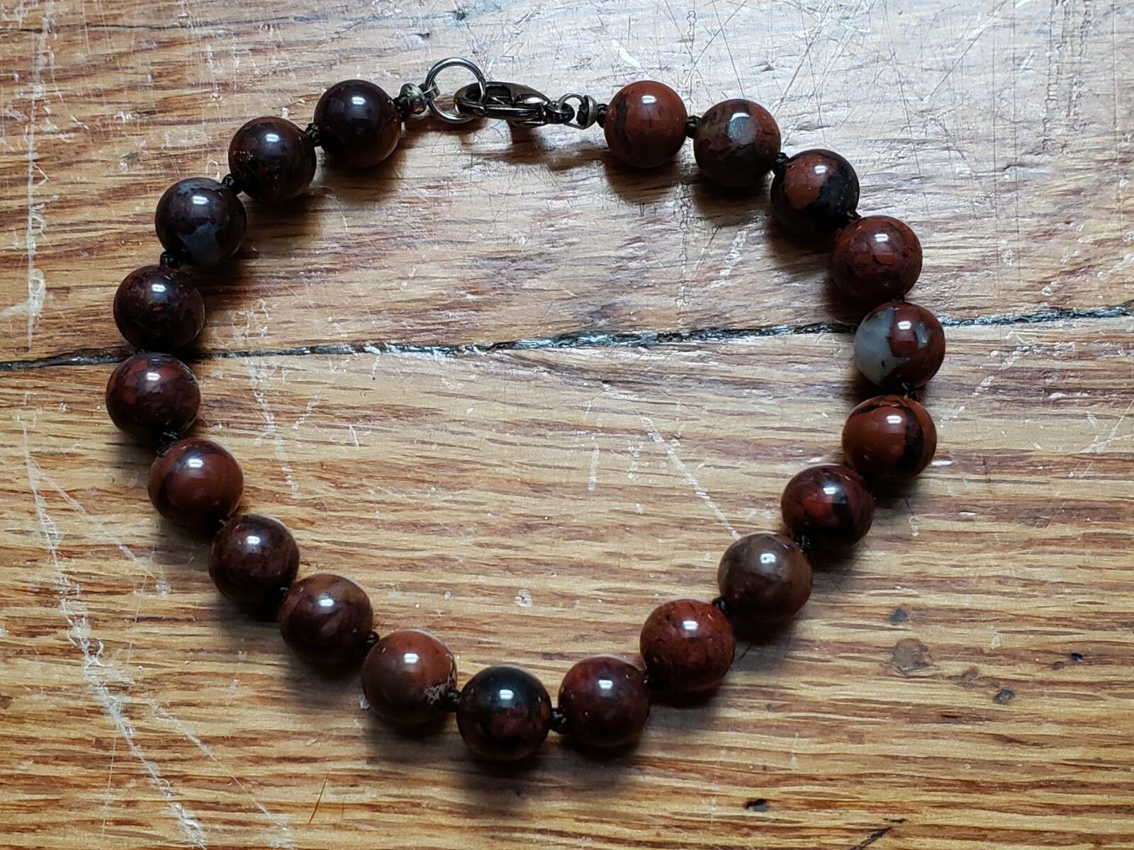 GENUINE * FANCY JASPER * BRACELET 7.75" Long, 8 mm stone - Hand made in USA