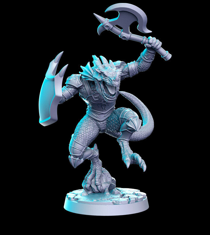 Saurian (Lizardmen Gladiator - RN EStudio - DnD Tabletop Games - Resin Miniature