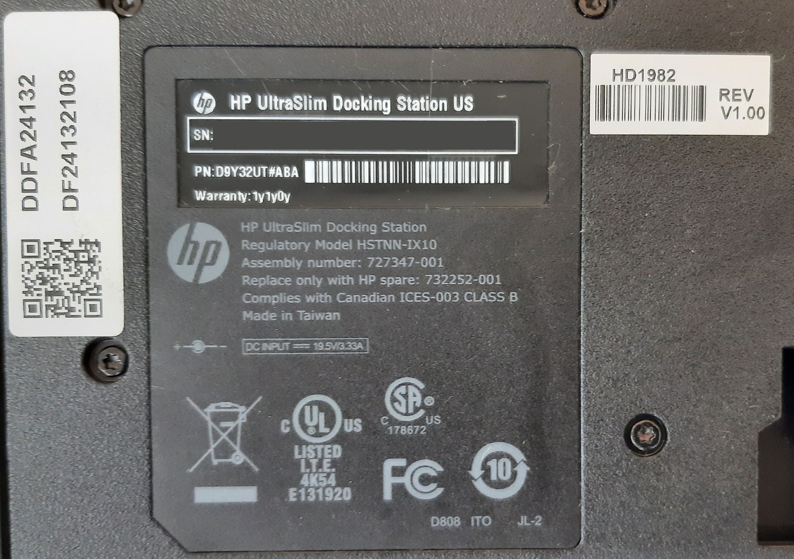 Lot of 7 HP 2013 UltraSlim Docking Station Black HSTNN-IX10 *Mixed PNs - Read*