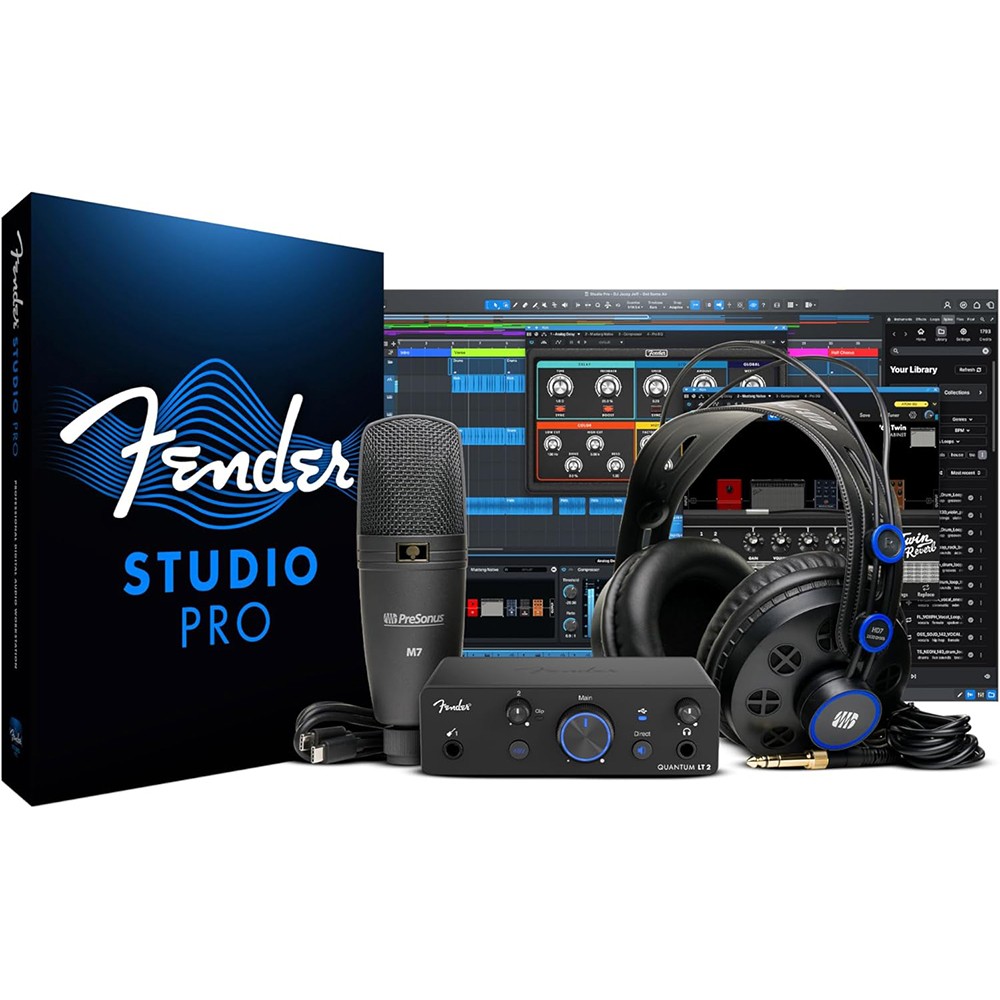 Fender Quantum LT 2 2x2 USB-C Audio Interface Creator w/ Microphone & Headphones