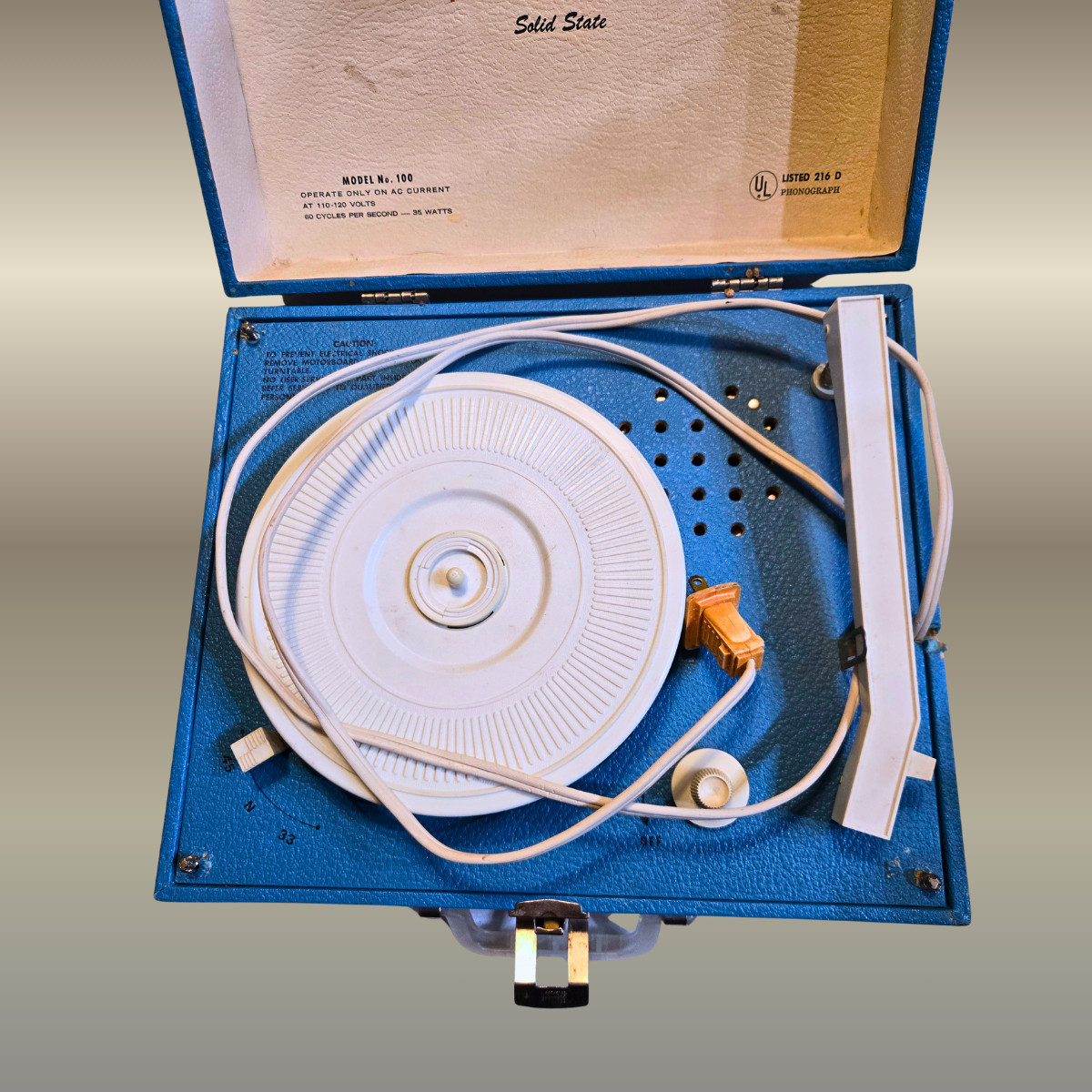 Vintage Sky Blue Imperial Party Time Solid State Small Record Player