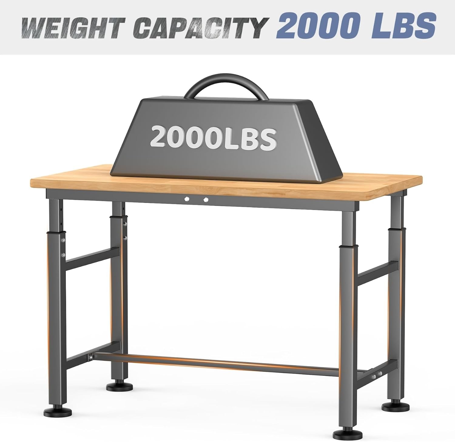 Workbench Heavy Duty Adjustable Rubber Wood 2000lbs