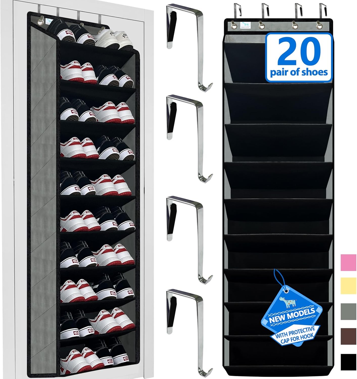 Shoe Organizer,70 Pounds Large Capacity,20-30-Pair Over The Door Shoe Organizer,