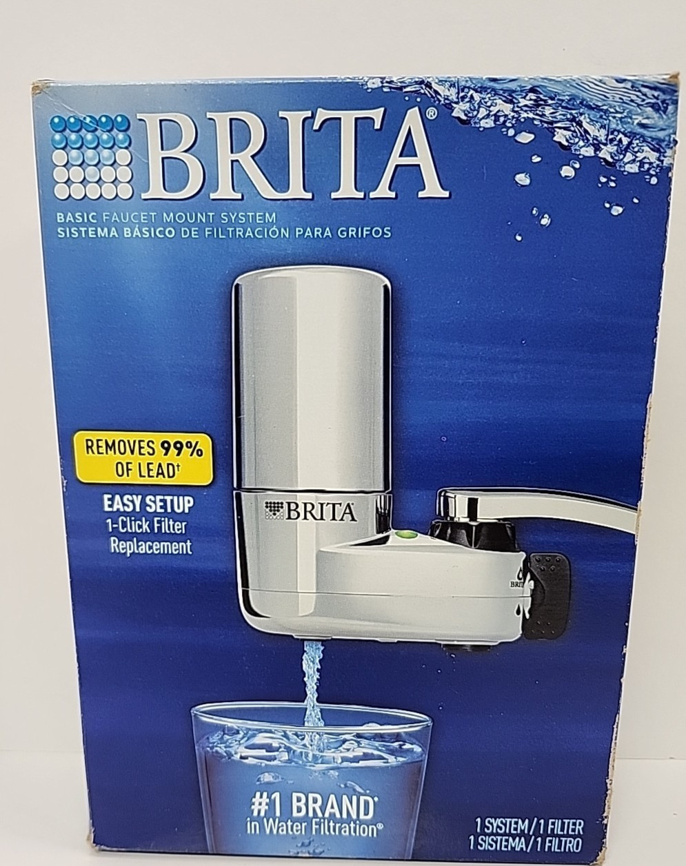 Brita Brand Basic Faucet Mount 1 Filters 1 System Chrome Removes 99% of Lead New