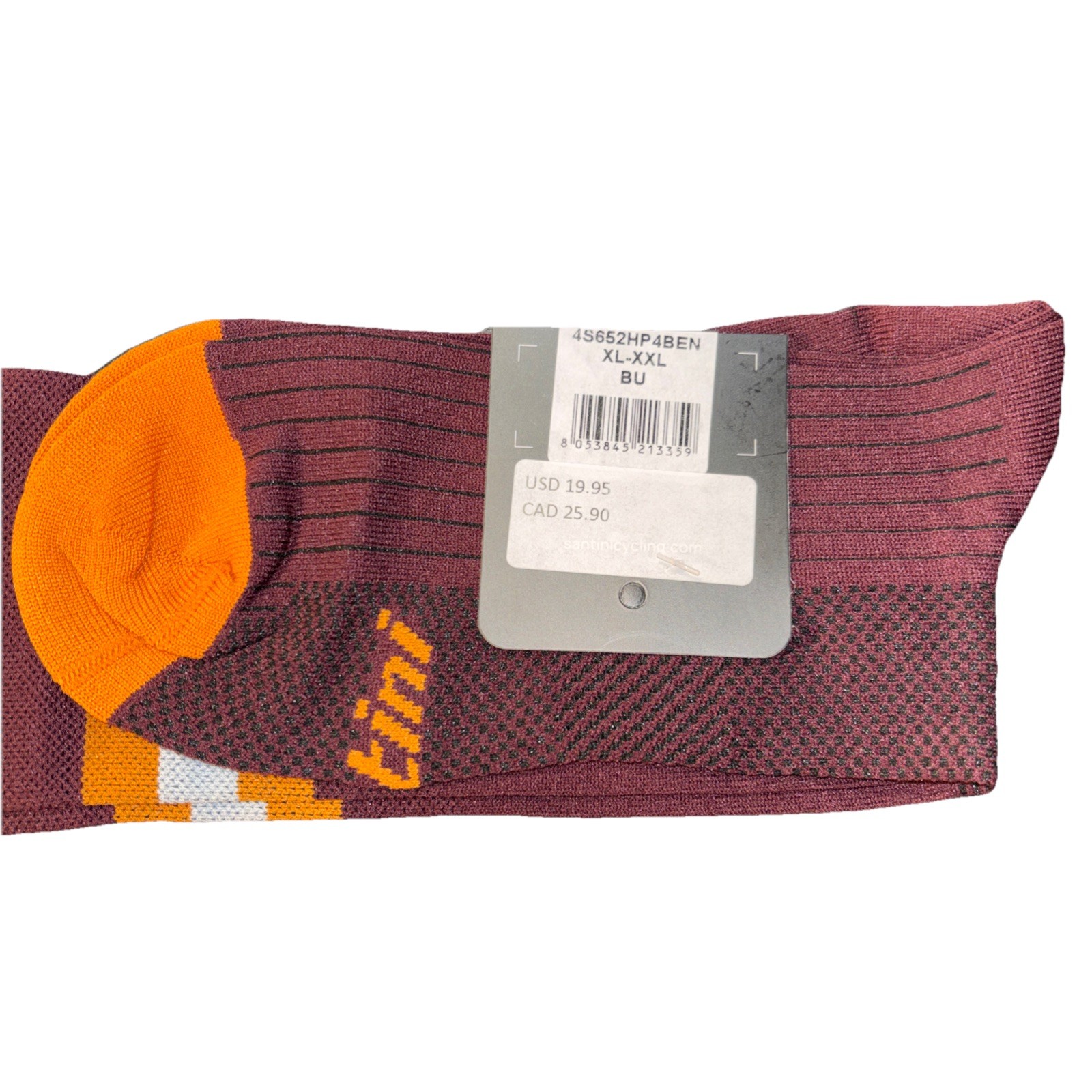 Santini Cycling, Bengal Socks XL-XXL High Profile Burgundy Italy Touch Of Class!