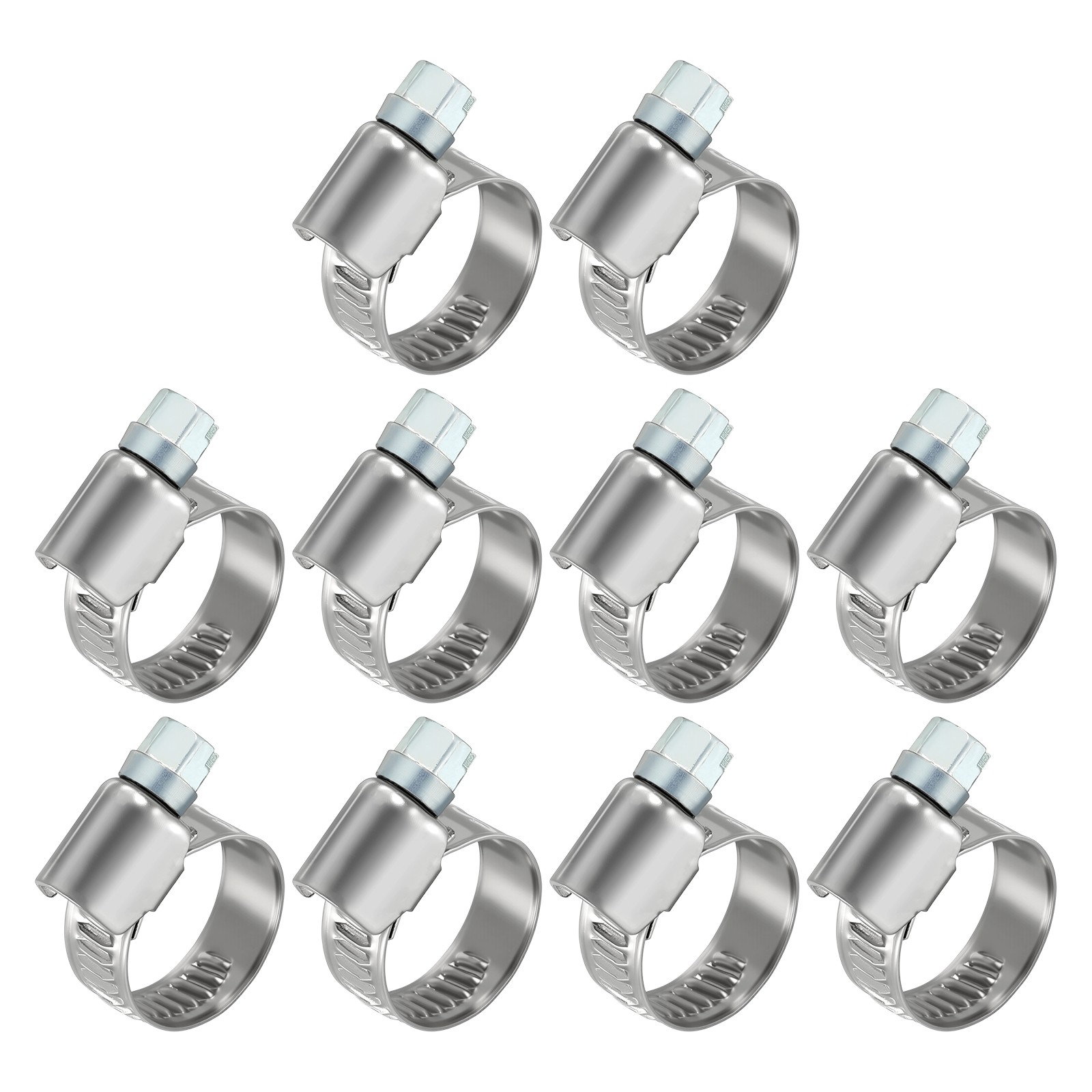 10Ps Stainless Steel Hose Clamps, 1.1"to2" (27-51mm)Worm Gear Drive Clamps