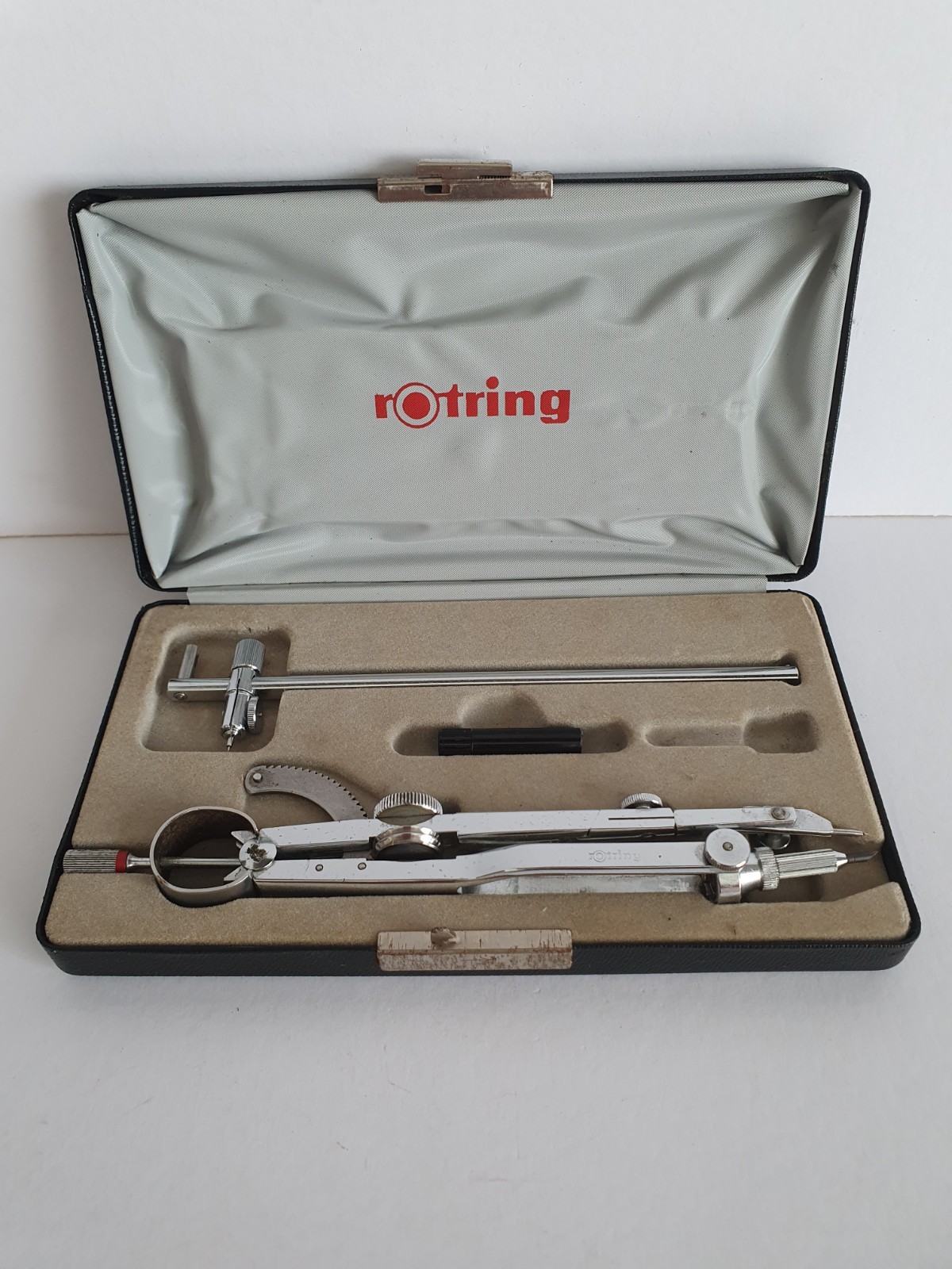 Vintage Rotring Bow Compass Technical Drawing Set with Original Case