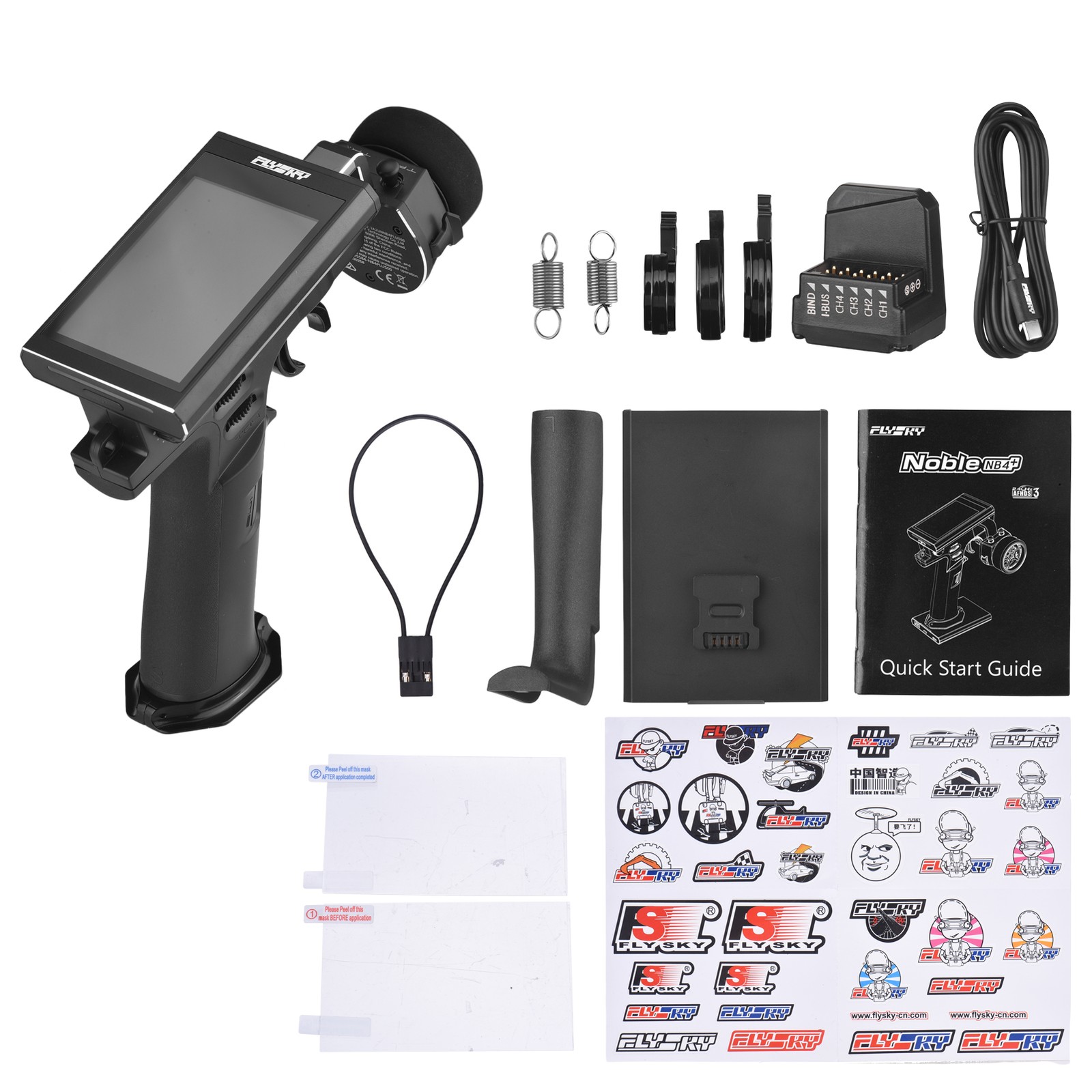 FlySky Noble NB4+ 2.4GHz AFHDS 3 RC Transmitter with FGr4S Receiver for RC Cars