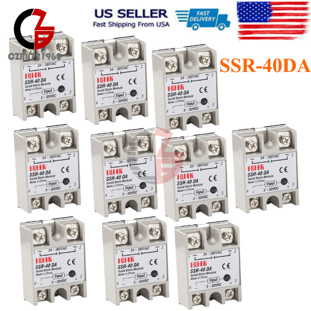 1-10PC 24V-380V SSR-40DA 40A 3-32V DC-AC Solid State Relay Module forArduino US