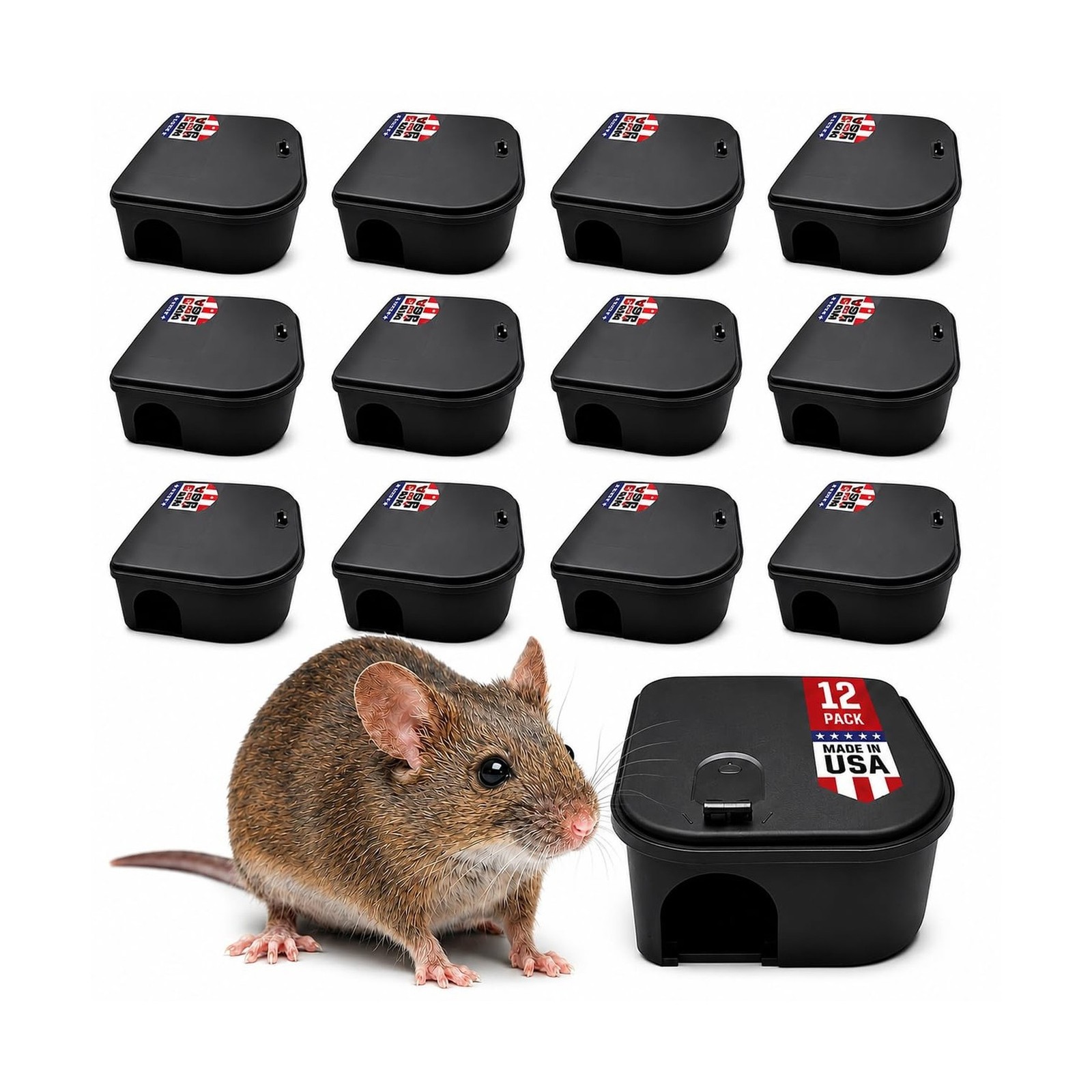 Exterminators Choice Mice Bait Station Boxes (12 Pack, with 1 Key) | Heavy Du...