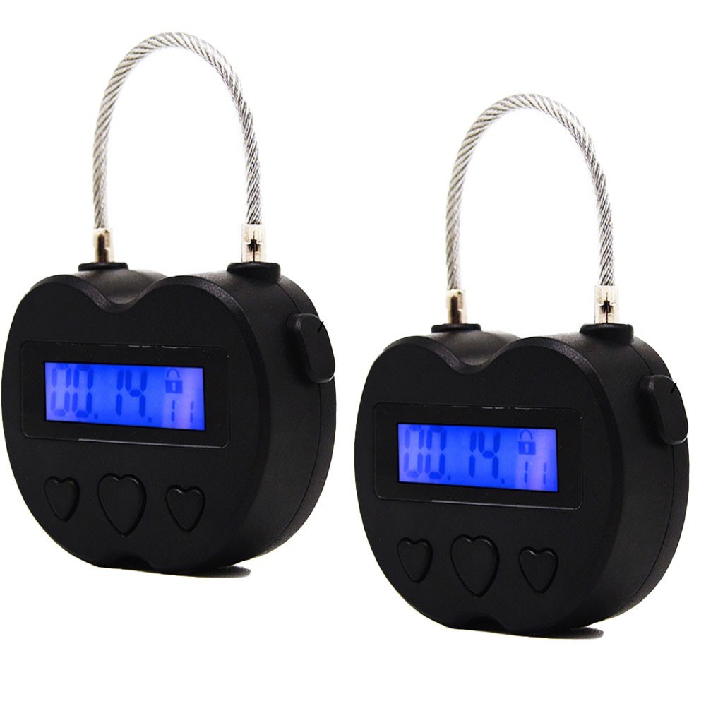 2X Black Time Locks LCD Display Time Lock Multifunction Travel Electronic Timer