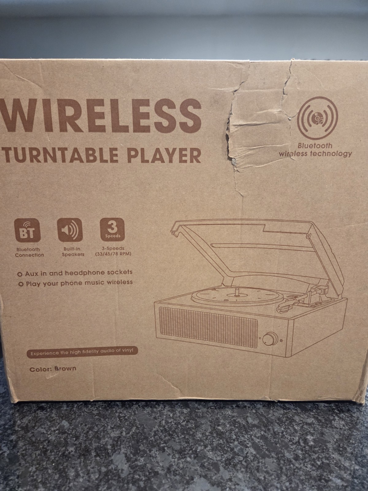 Bluetooth Vinyl Record Player,3-Speed Turntable with Stereo Speakers Vint Style