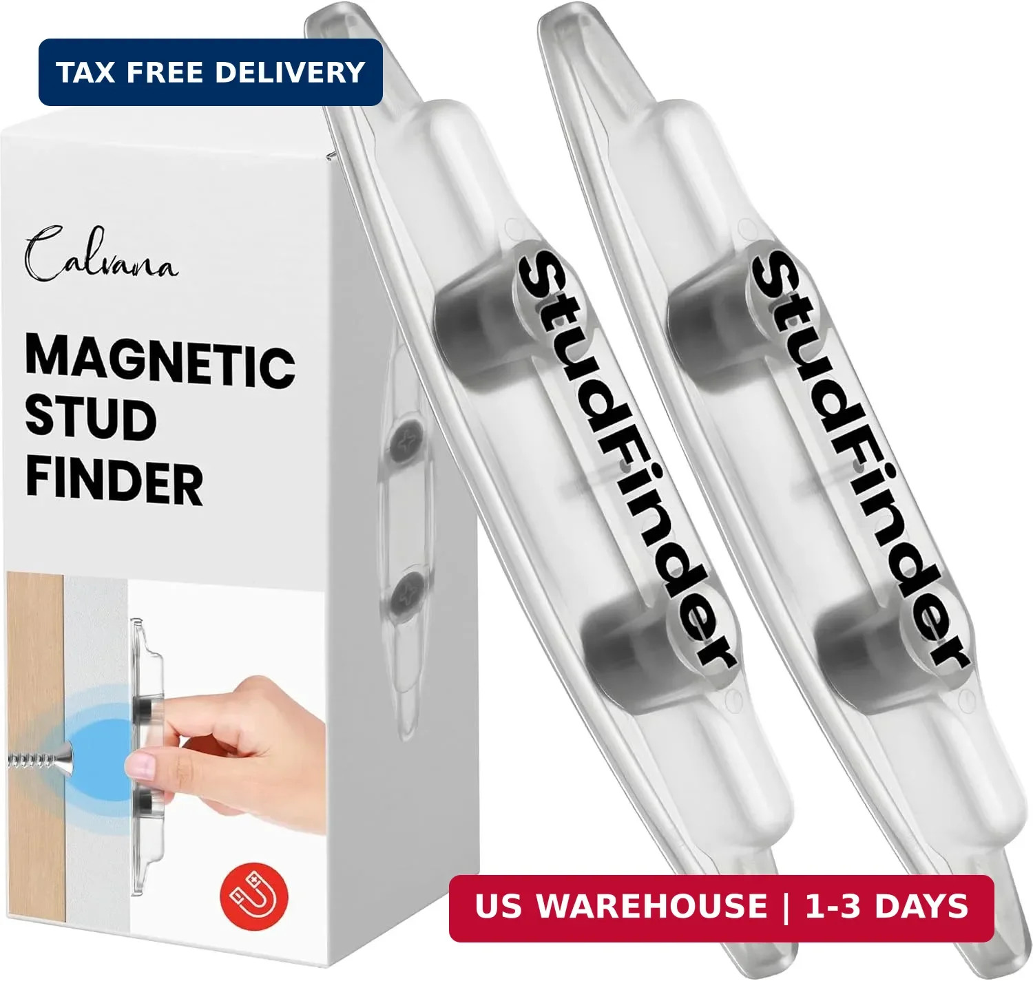(2-Pack) Calvana Upgraded Magnetic Stud Finder - No Battery Wall Scanner with Ex