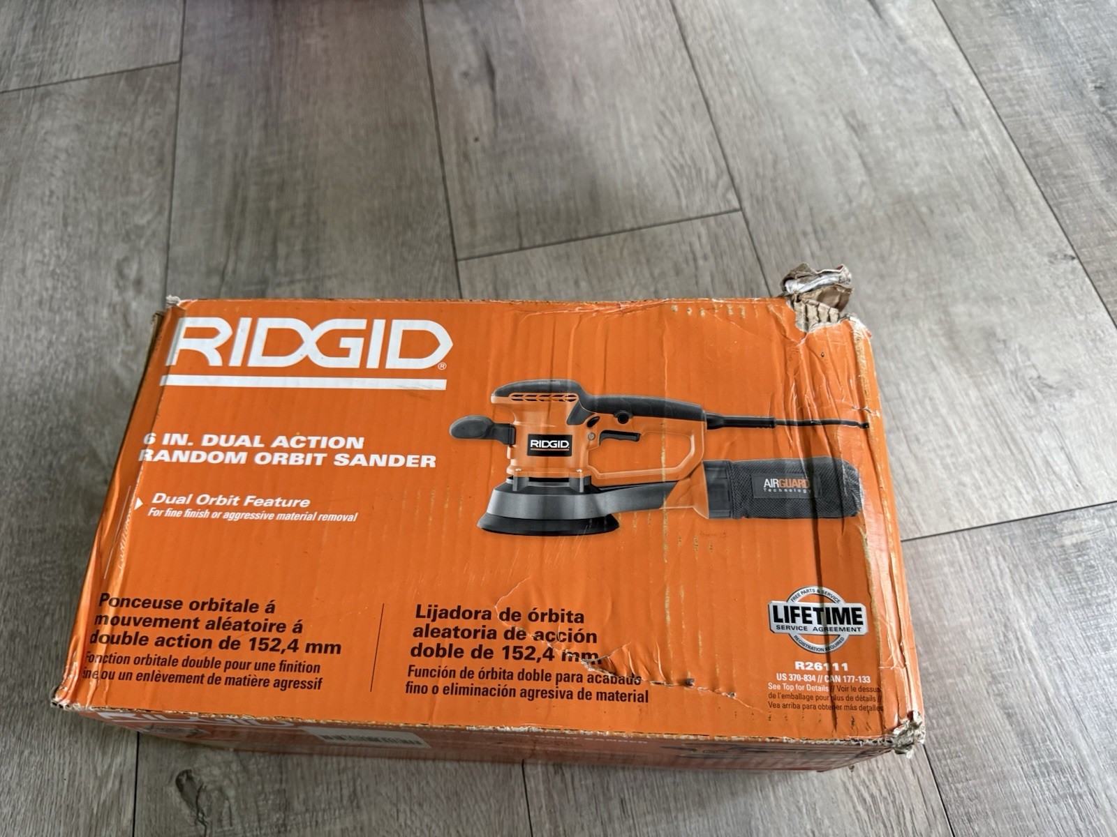 RIDGID Orange Variable-Speed Dual Random Orbital Sander 6 in. Button Switch