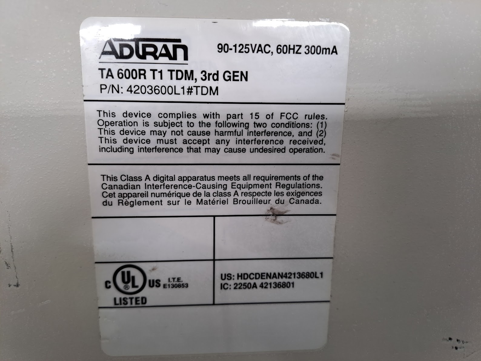 Adtran Total Access TA 600R 4203600L1