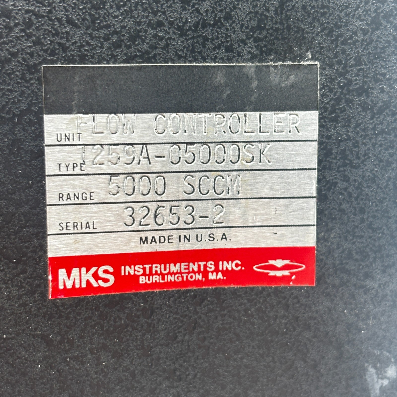 MKS INSTRUMENTS 1259A-05000SK MASS FLOW CONTROLLER 5000 SCCM MADE IN USA 🎯