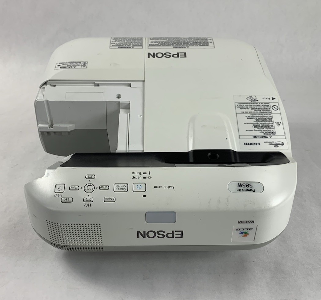 Epson Powerlite 585W H602A Projector 3000 Lamp Hours w/ Remote - Missing Cover