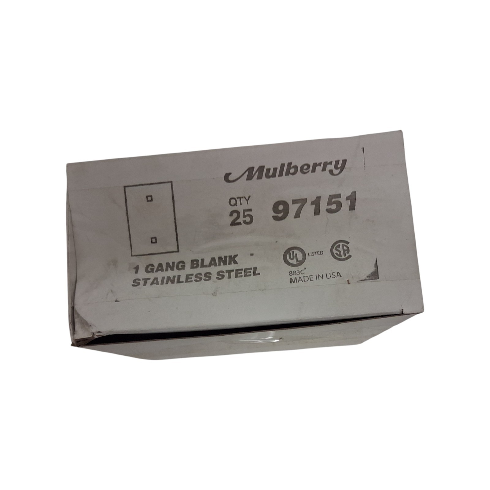Mulberry 97151 1 Gang Blank Stainless Steel Metal Wallplate Box of 25 New