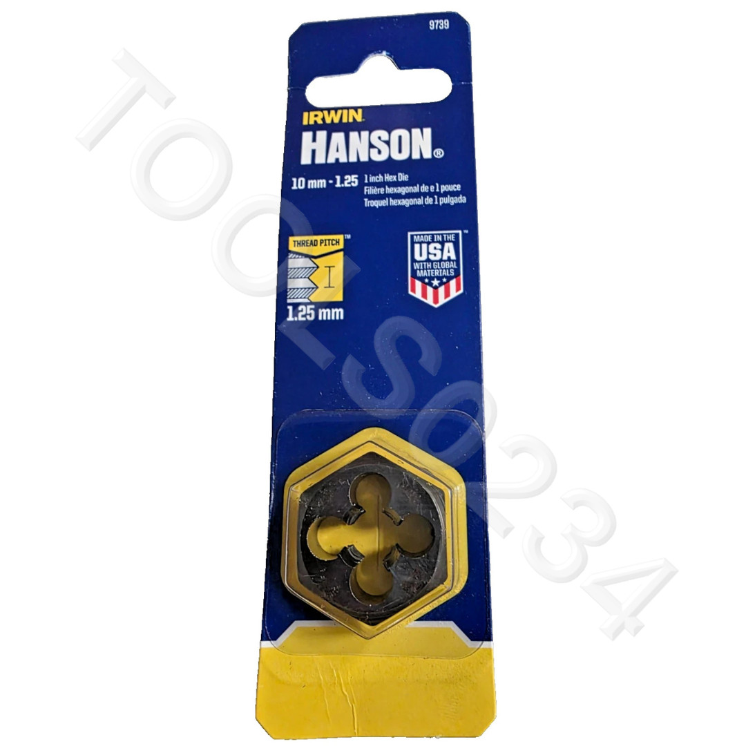 M10 X 1.25 Metric 1" Hex Die Irwin Hanson 9739 10MM Carbon Steel USA RH