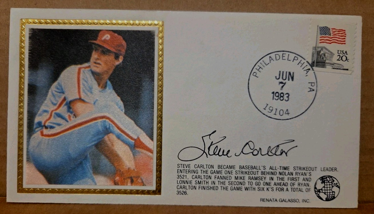 Steve Carlton Signed Renata Cachet All-Time Strikeout Leader 3526 - W/COA