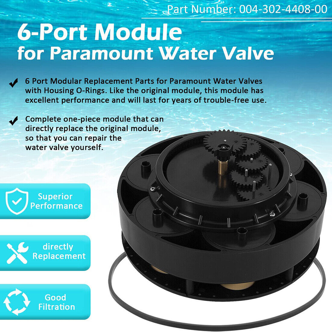 004-302-4408-00 6 Port Module Water Valve for Paramount for Floor Pool Cleaning