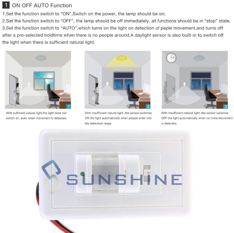 110V Automatic PIR Occupancy Motion Sensor Light Switch Auto On/Off Infrared