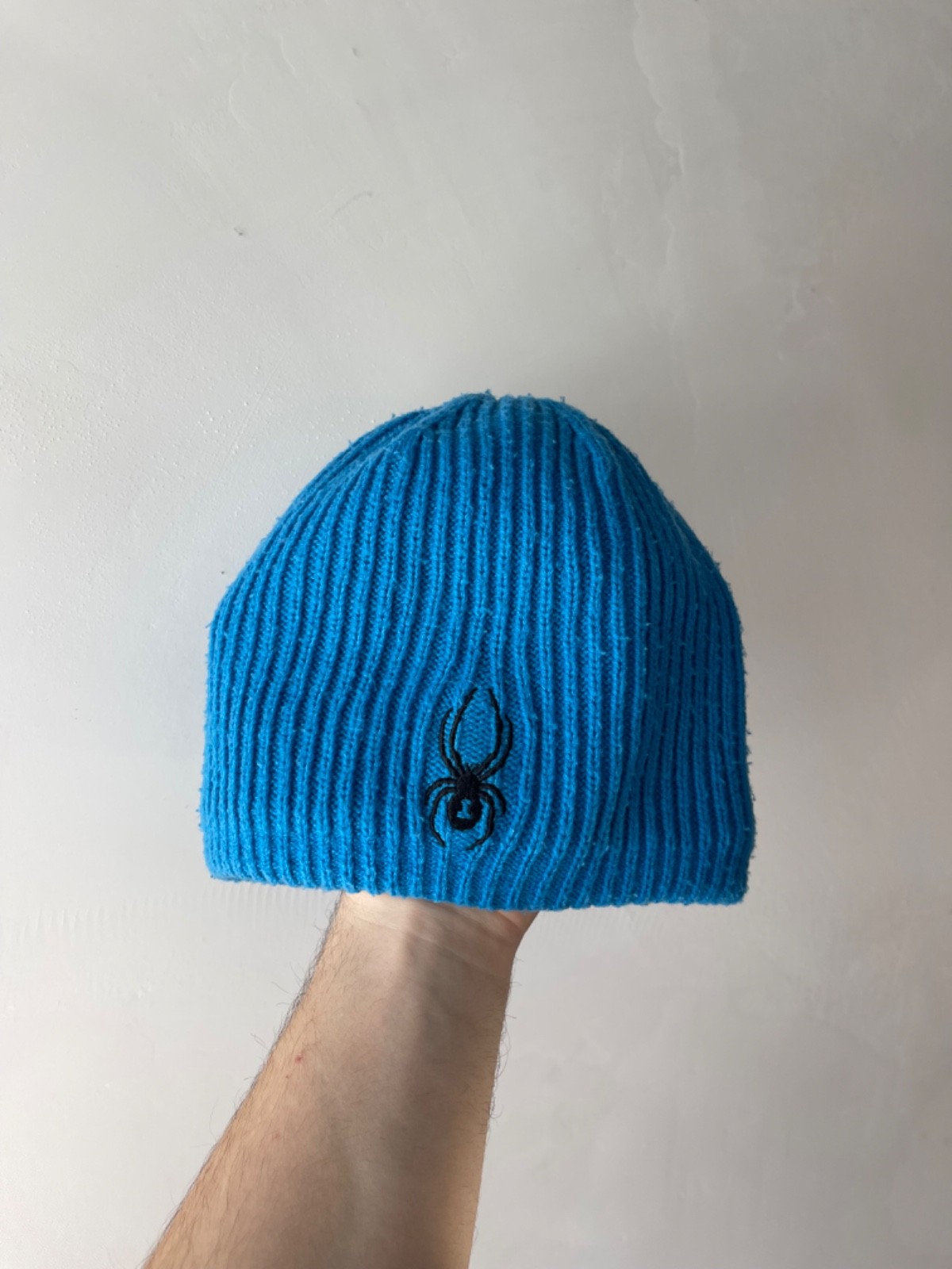Spyder Bug Beanie Hat Blue Knit Fleece Lined One Size Winter Ski Snowboard