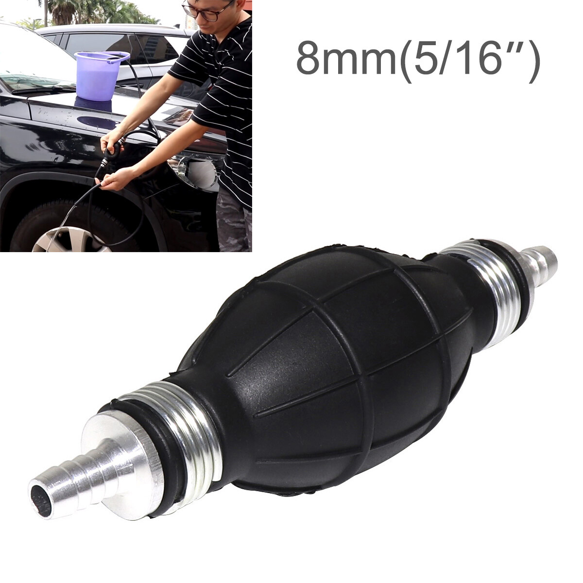 8mm 5/16 Rubber Fuel Primer Transfer Pump Petrol Gasoline Oil Gas for Car Marine
