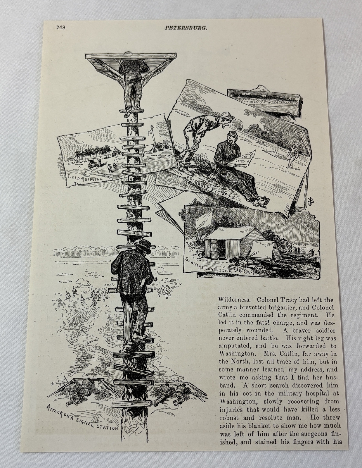 1894 magazine engraving ~ ATTACK ON SIGNAL STATION, Petersburg, Va