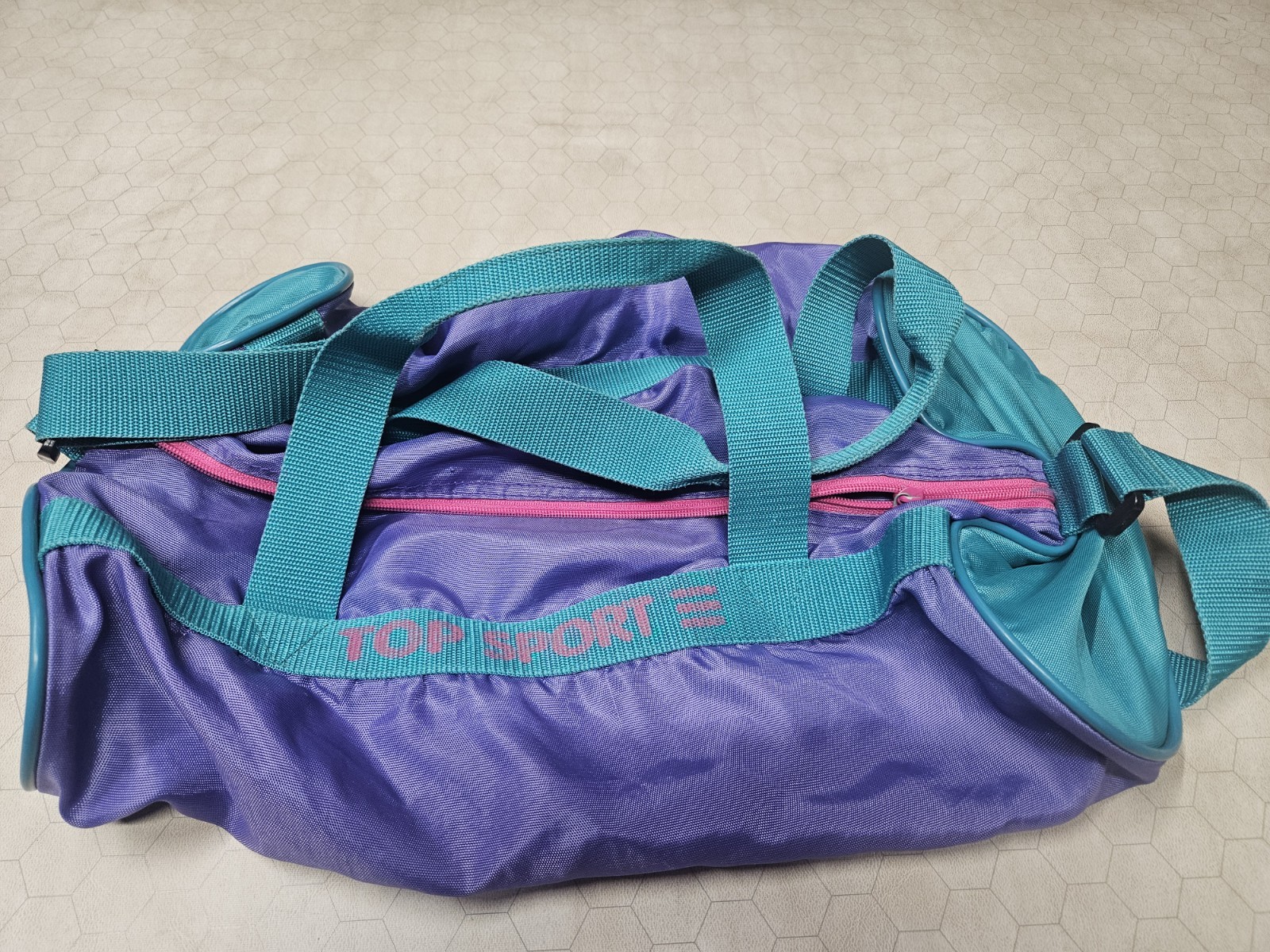 Vintage Gym Duffel Bag Luggage Top Sport Teal & Purple