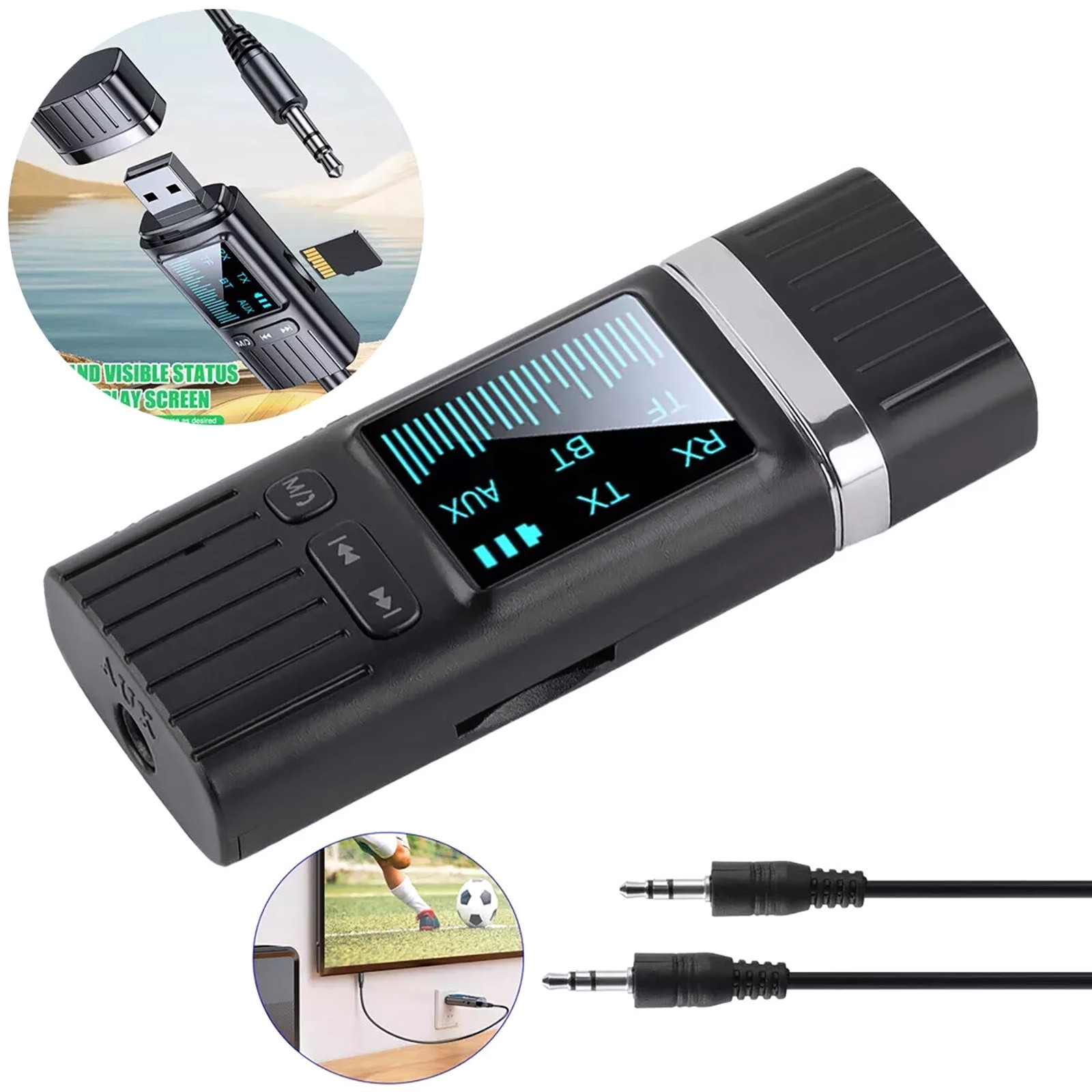 Bluetooth5.4 Transmitter Receiver 2-in-1 Wireless Audio 3.5mm Jack Aux Adapter