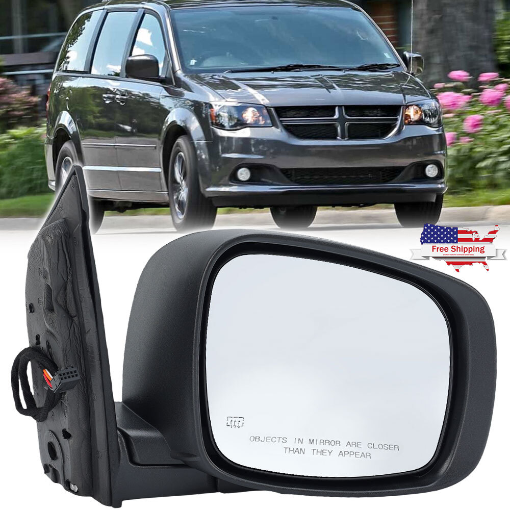 Mirror For 2011-2020 Dodge Grand Caravan Passenger Right Side Heat Texture Black