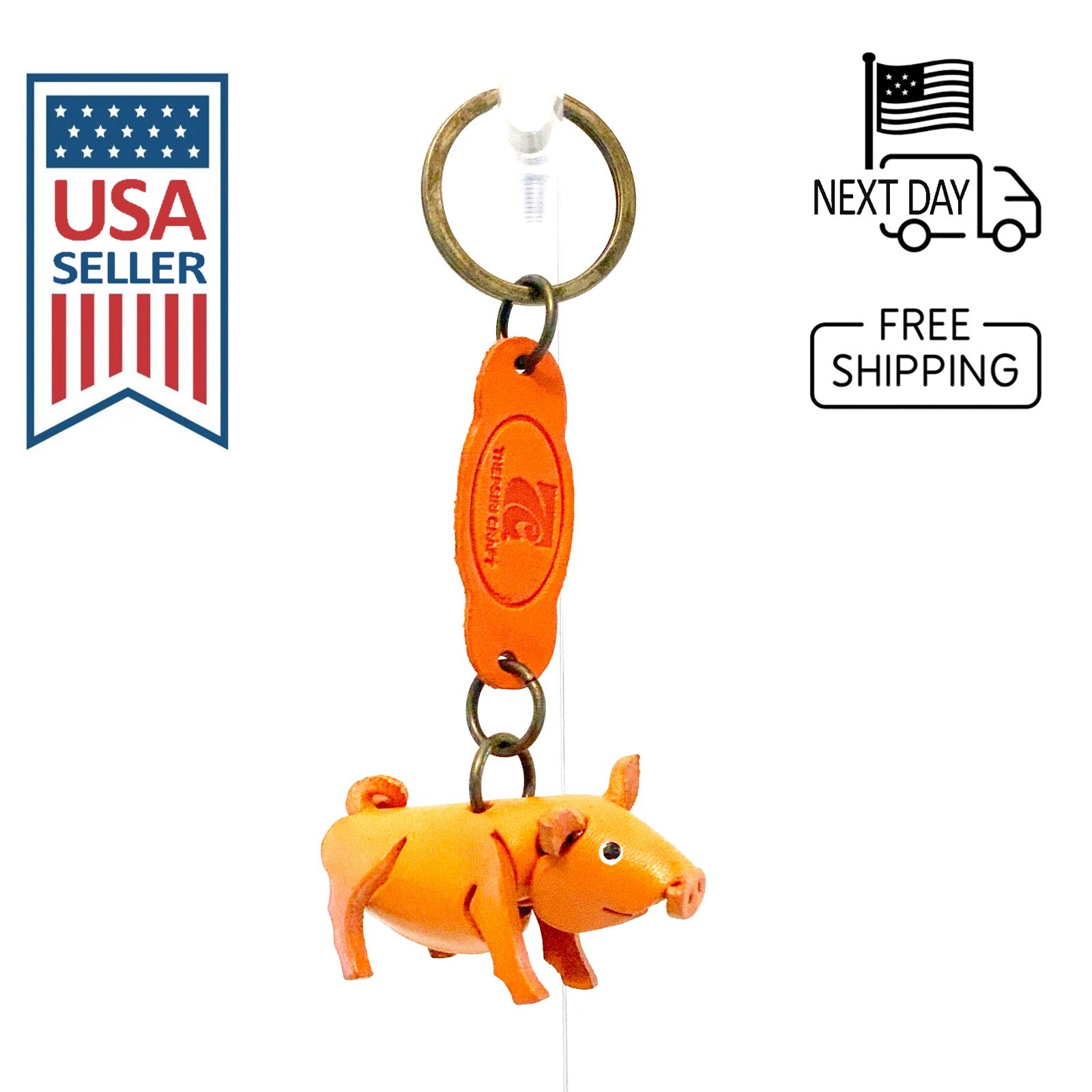 Pig Handmade Leather Keyring