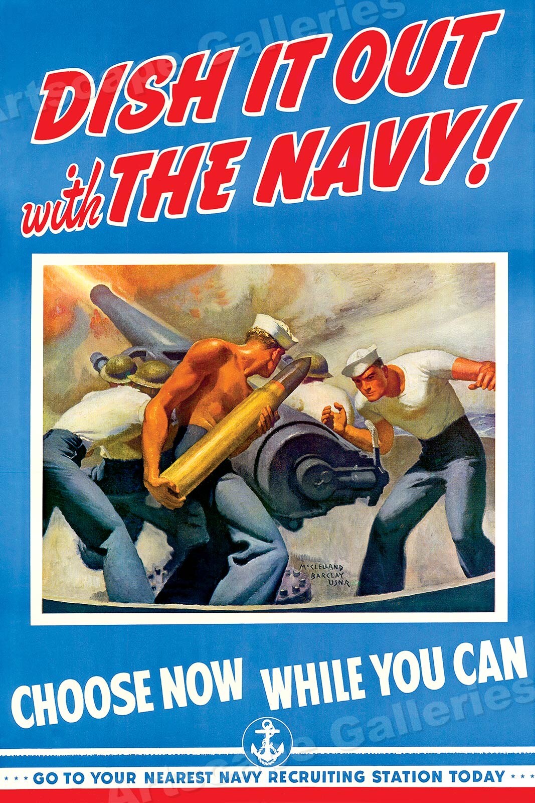 "Dish It Out with The Navy" Choose Now! WWII Navy Recruiting Poster - 16x24