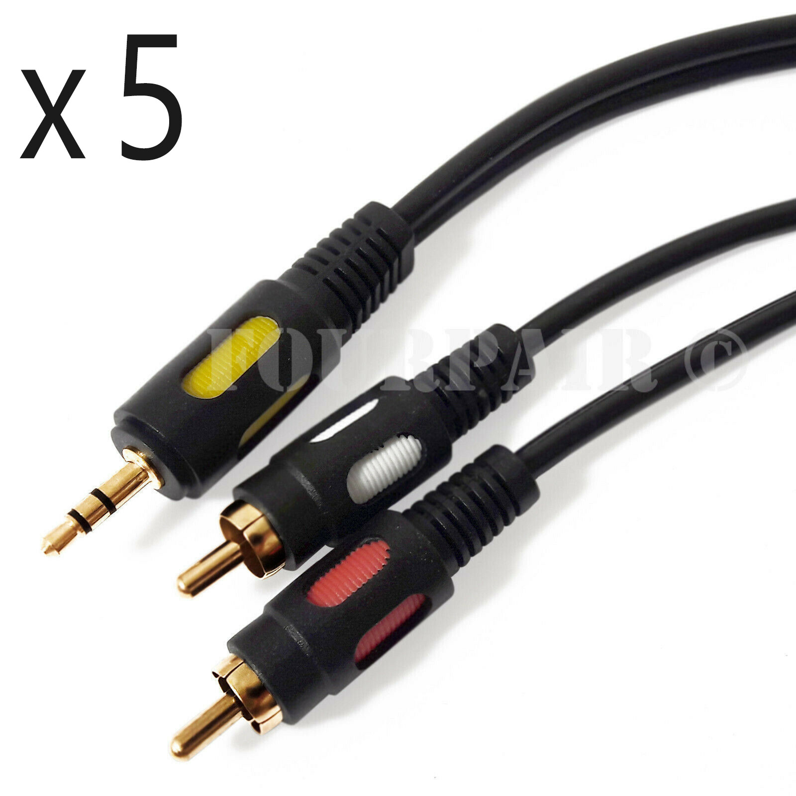 5 Pack Lot - 6ft (1/8") 3.5mm AUX Stereo to 2 RCA Male Audio Y Cable MP3 iPod
