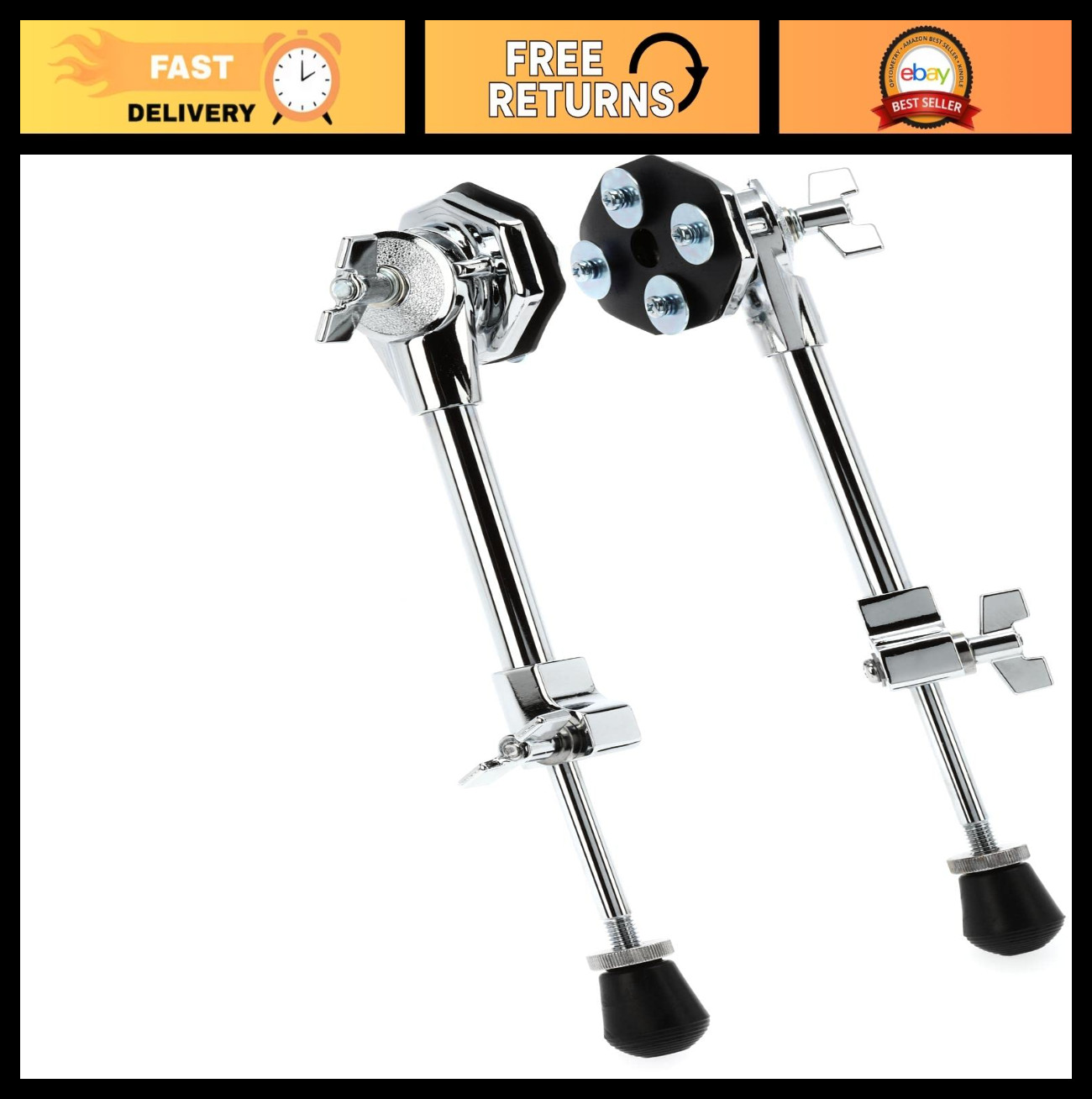 Professional Bass Drum Spurs with Bracket - Set of 2, Heavy Duty Drum Accessorie