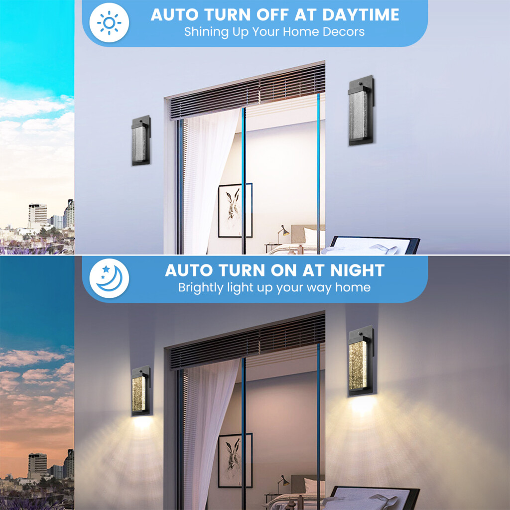 CLAONER Dusk to Dawn Sensor Outdoor Wall Light Exterior Fixture Porch LED Sconce