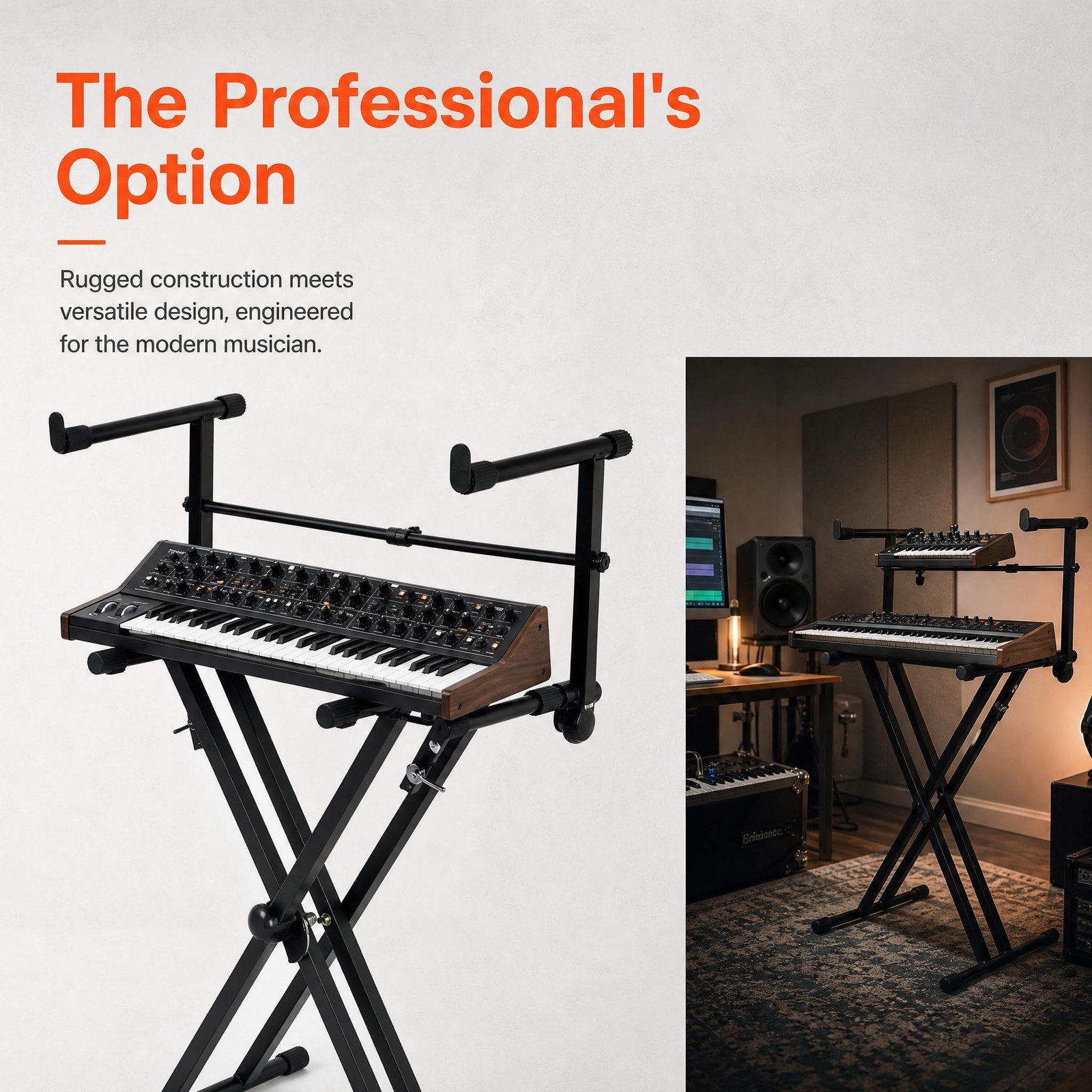 Keyboard Stand 2nd Tier AddOn Adjustable Width Extension 10.1 In