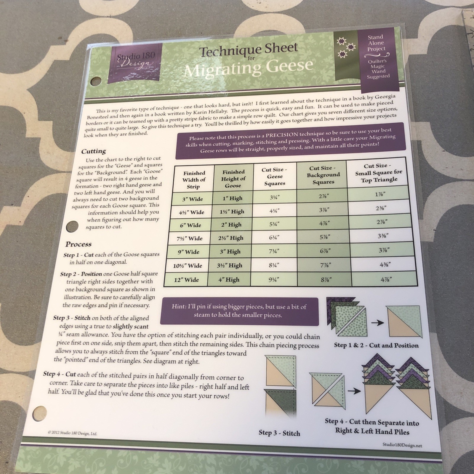 Technique Sheet For Migrating Geese Quilt Blocks By Studio 180 Design Deb Tucker