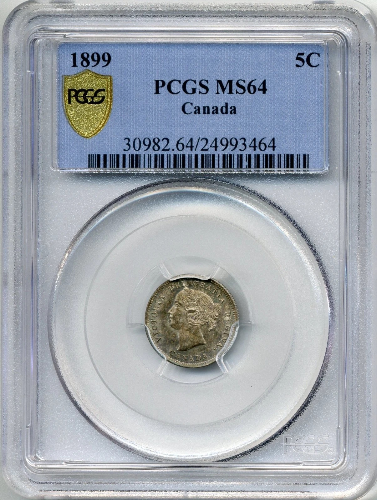 1899 Canada 5 Cents, Victoria - Choice Uncirculated, PCGS MS64
