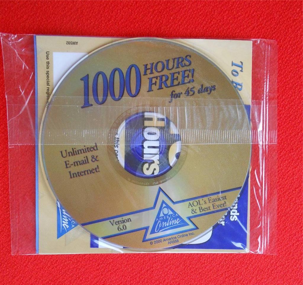 AMERICA ONLINE ~ AOL ~ Version 6.0 ~ VINTAGE Windows CD Disk Promo ~ Gold