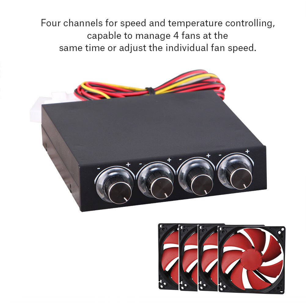 Fan Speed Controller 3.5" LCD Touch Screen Front Panel 4 Way Pc Temperature
