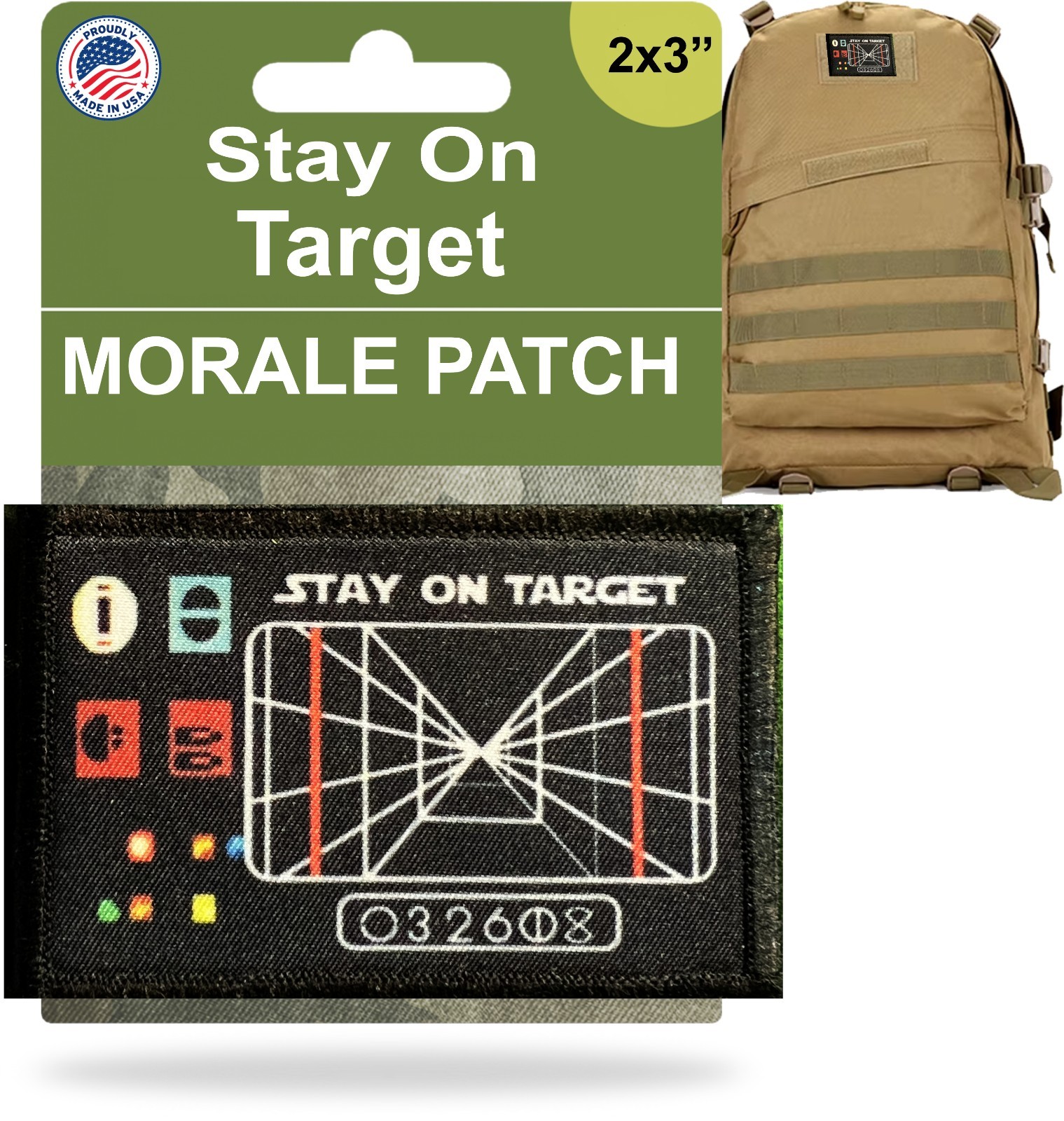 Stay On Target Morale Patch Tactical Military Army Hook Flag USA
