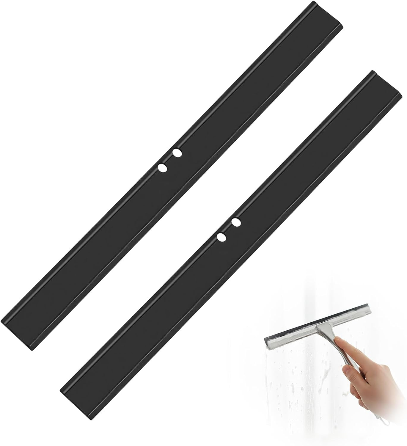 2 PCS Rubber Squeegee Replacement Blades, Black Squeegee Replacement Rubber 10 I
