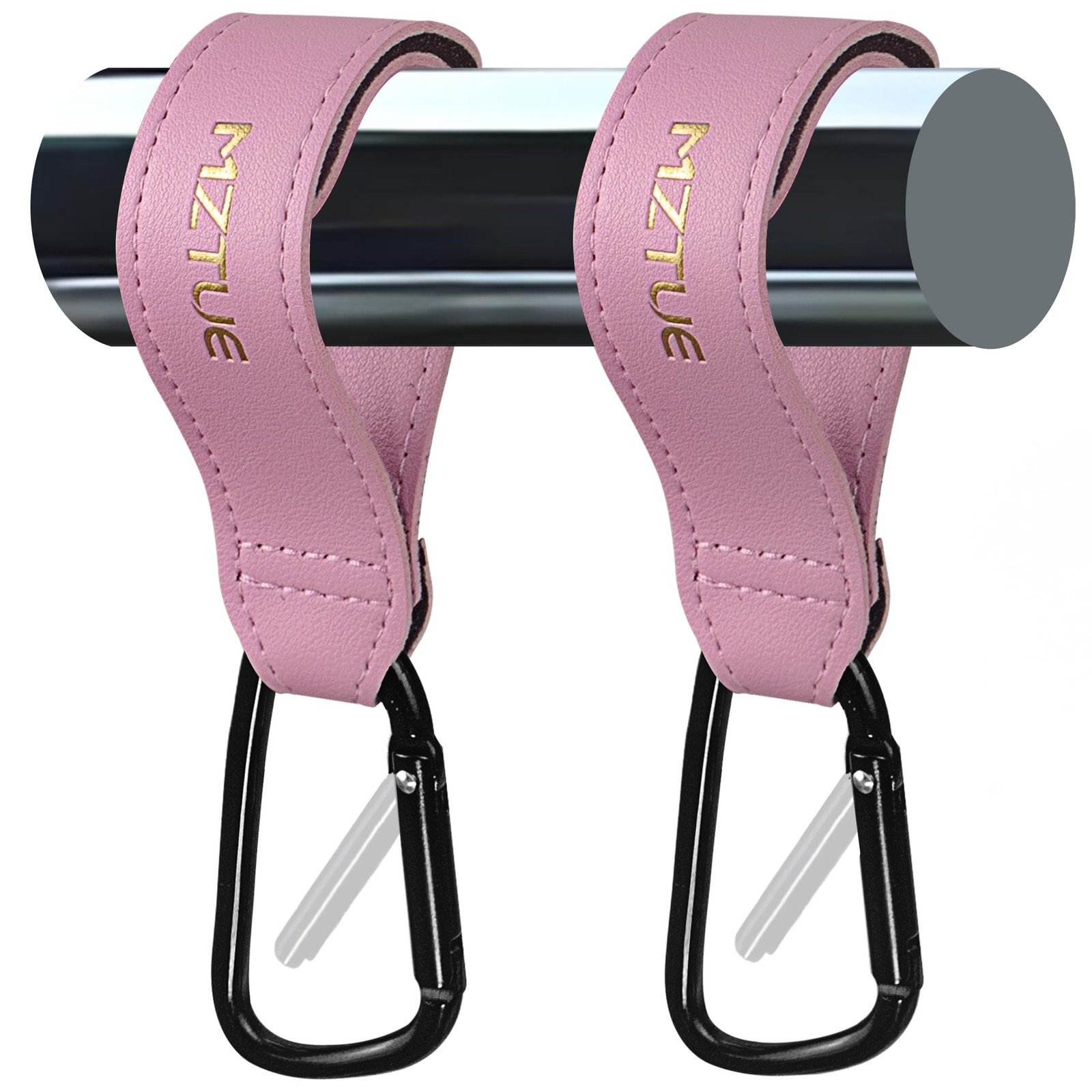 MZTUE Walker Hook for Bags, Premium Stroller Hooks with Anti-Snag & Pink