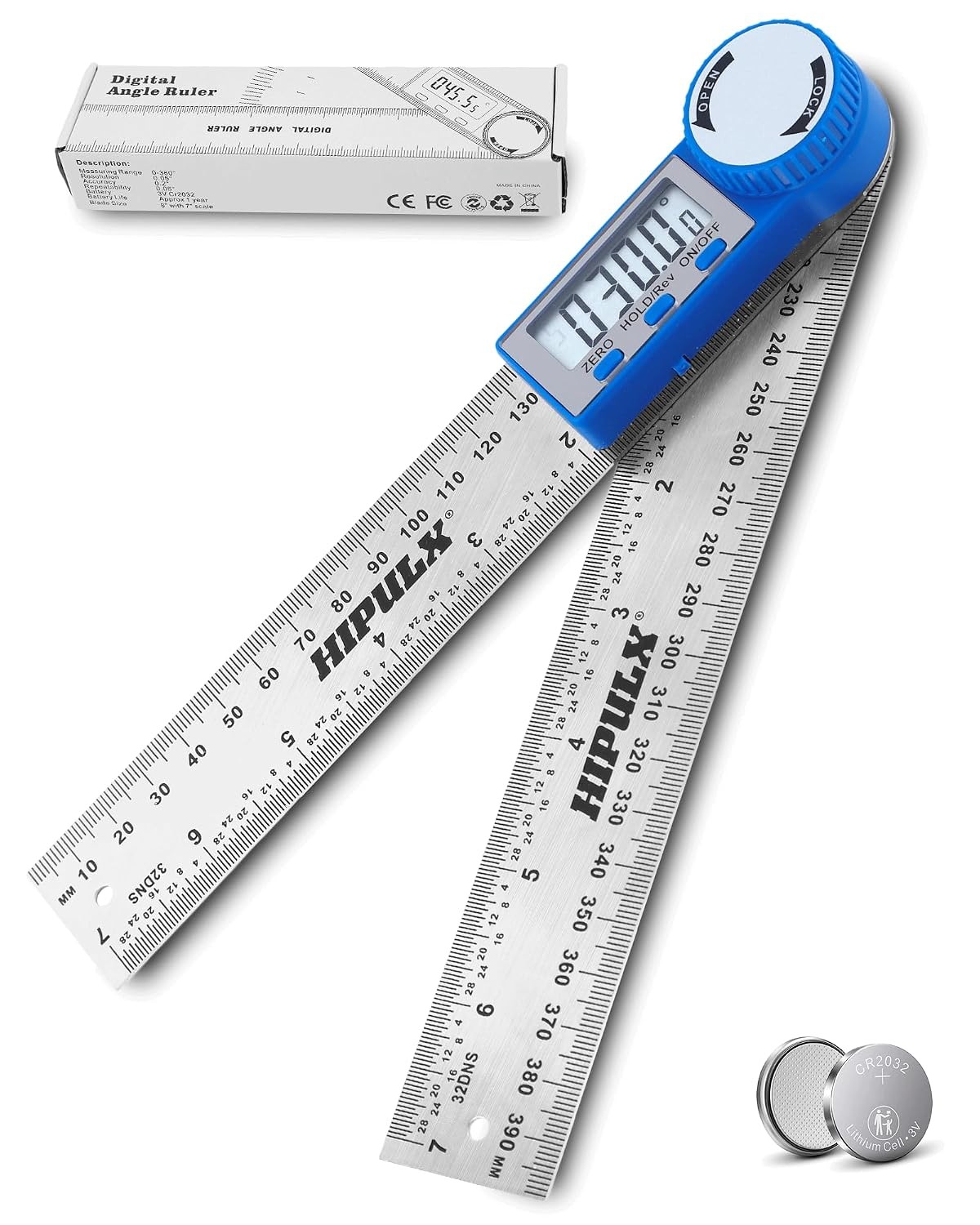 Digital Angle Finder Ruler, 7 Inch 2-in-1 Stainless Steel Angle Finder Tool, 360