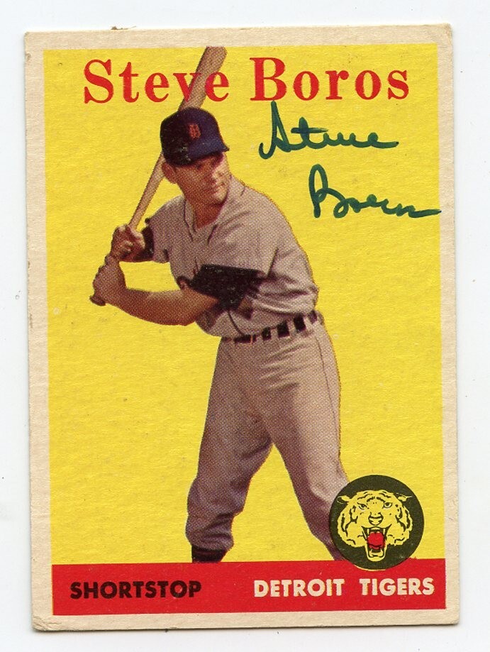 STEVE BOROS Signed 1958 Topps #81 Tigers  Guaranteed Authentic  KOA